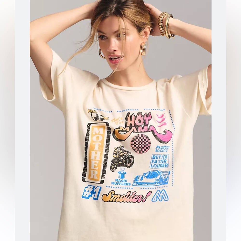MOTHER Cream Graphic Tee